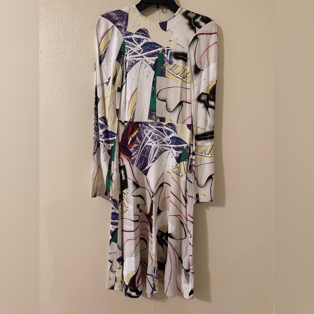 Stella McCartney Ahab Abstract Print Long Sleeve Midi Dress - Picture 3 of 8